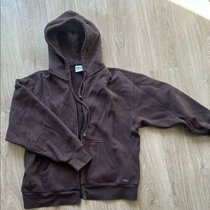 Brown Zip-Up TNA Cozy Fleece Hoodie